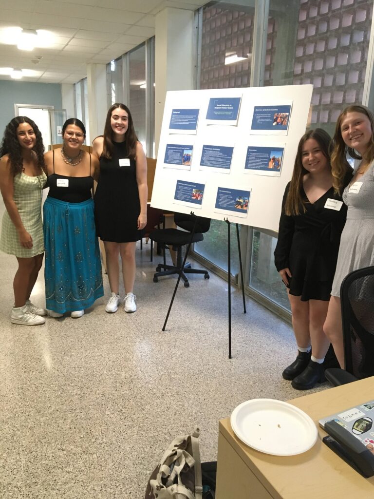 Montana Bartole, Zoe Hamblen, Kayla Patel, Maya Sanchez, and Cassie Sika with their presentation.