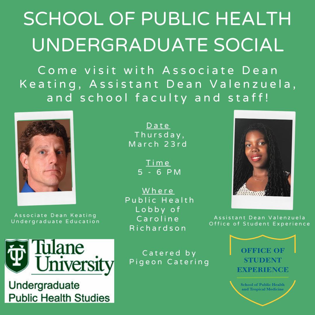Flyer for the Undergraduate Public Health Social on March 23, 2023.