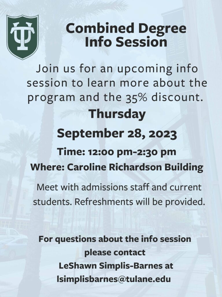 Combined Degree Info Session flyer