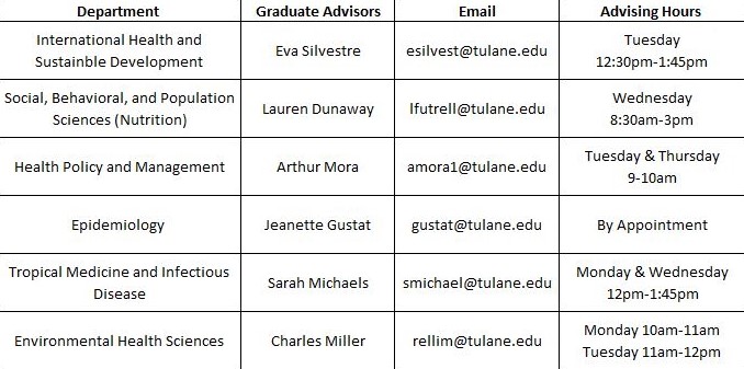 Graduate Advising Schedule Fall 2023