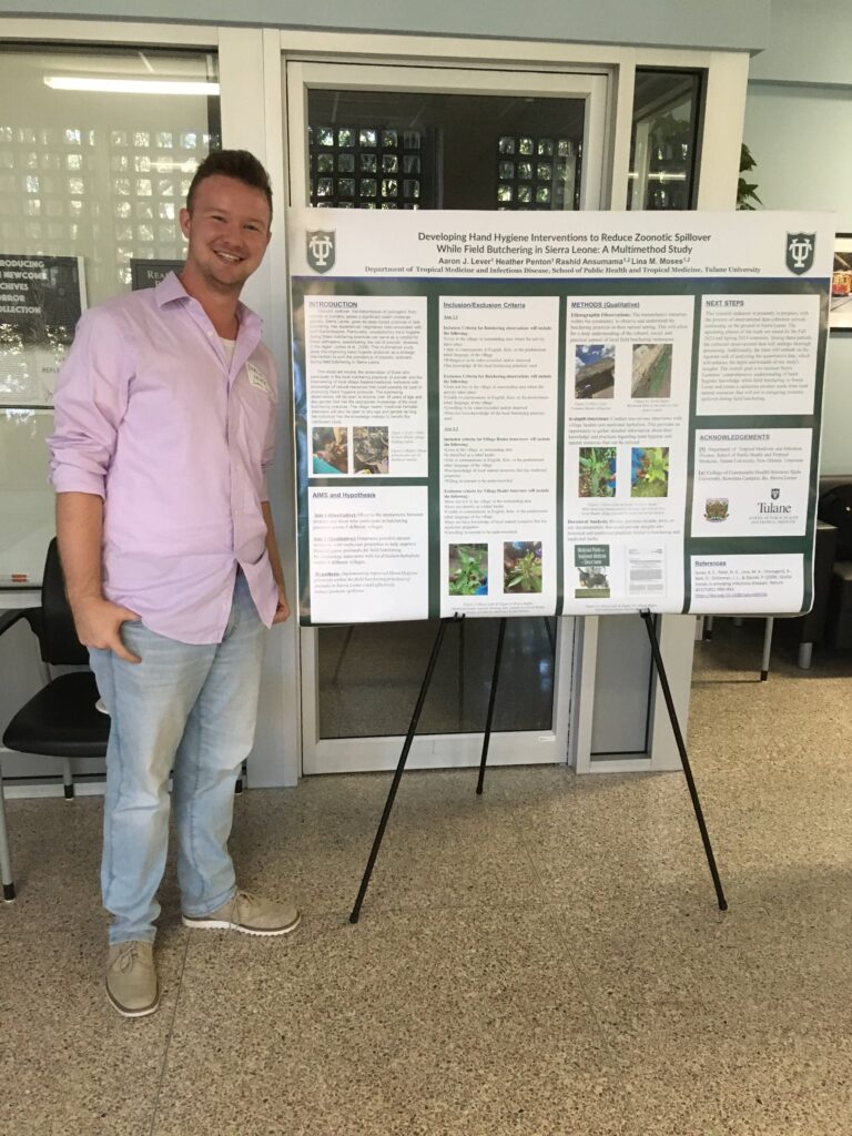 Aaron Lever with his poster presentation.