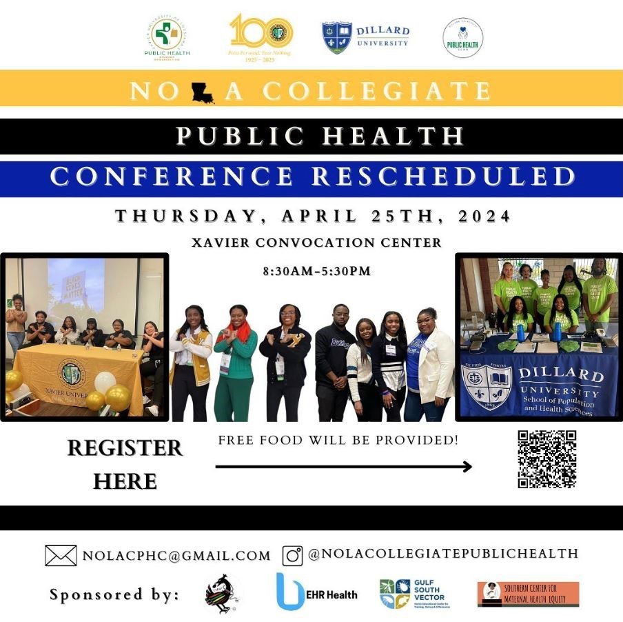 NOLA Collegiate Public Health Conference. Instagram: @nolacollegiatepublichealth Email: nolacphc@gmail.com